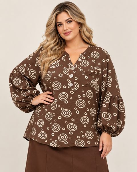 Immagine di RELAXED FIT BLOUSE WITH CIRCULAR PRINT AND A BUTTONE COLLAR